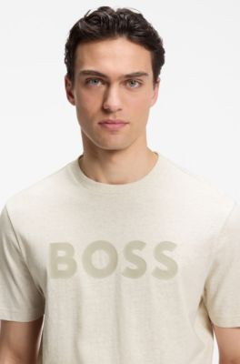 T-shirt en coton avec logo ton sur ton, Blanc