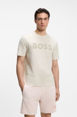 T-shirt en coton avec logo ton sur ton, Blanc