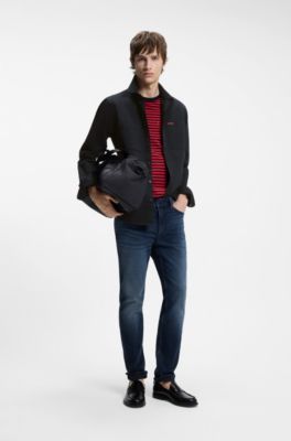 Relaxed-fit shirt in cotton twill with chest logo, Black