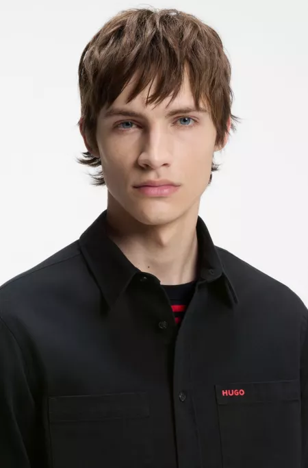 Relaxed-fit shirt in cotton twill with chest logo