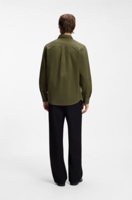 Relaxed-fit shirt in cotton twill with chest logo, Light Green