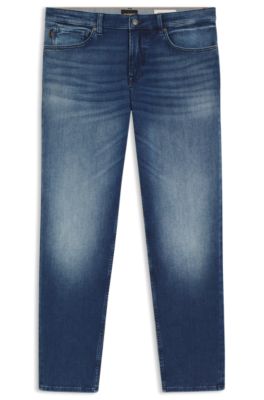 Vaqueros regular fit de pernera c&oacute;nica en algod&oacute;n el&aacute;stico, Azul
