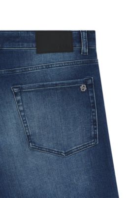 Vaqueros regular fit de pernera c&oacute;nica en algod&oacute;n el&aacute;stico, Azul