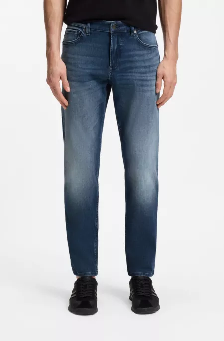 Regular-fit tapered stretch-cotton jeans