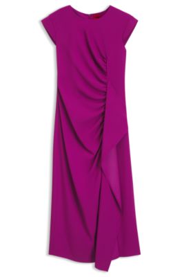 Crepe dress with draped detail, Dark pink