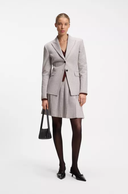Pleated mini skirt with micro check