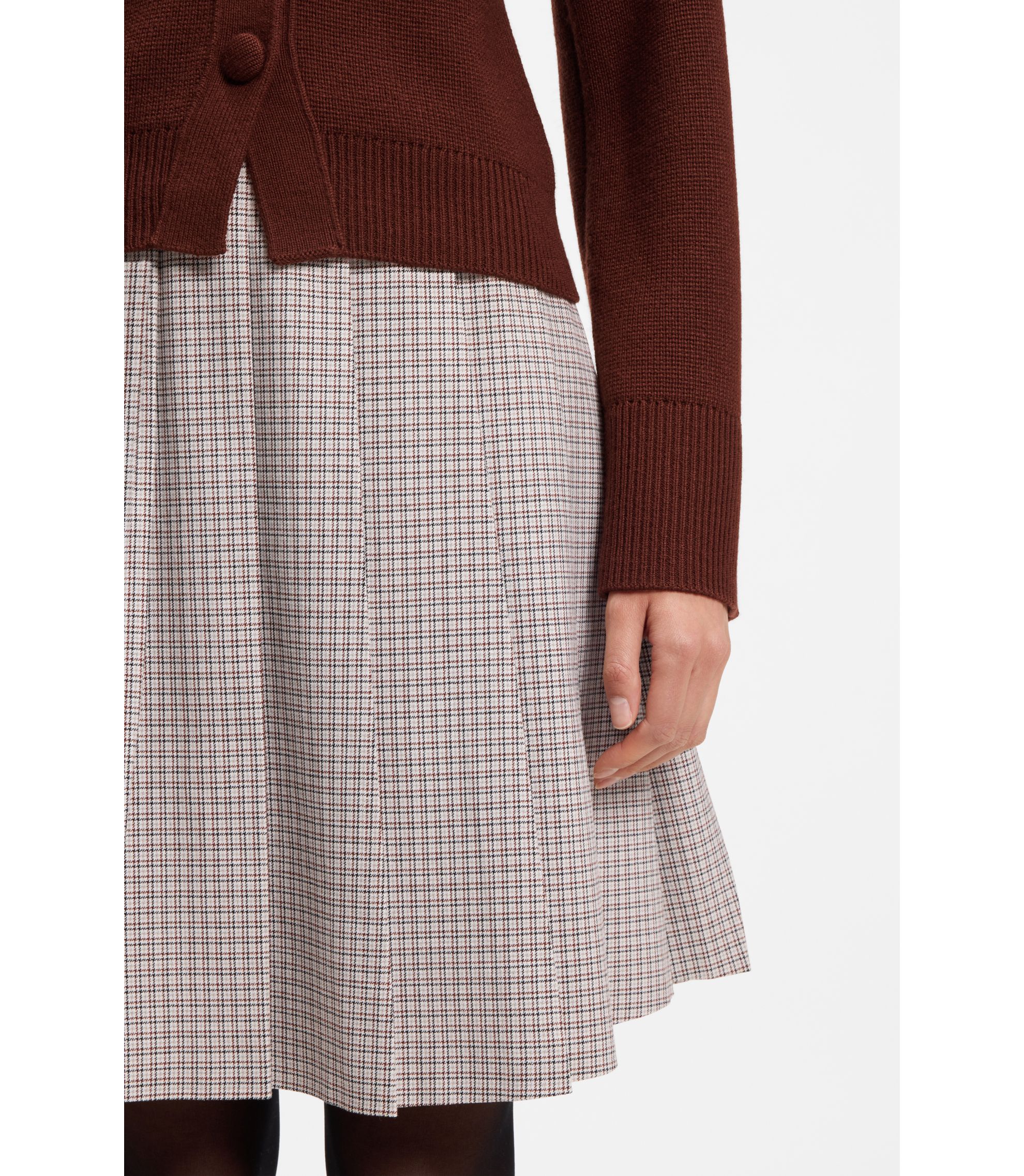 HUGO - Pleated mini skirt with micro check - Patterned
