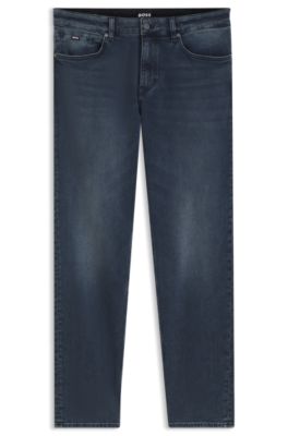 Regular-fit jeans in a stretch cotton blend, Dark Blue