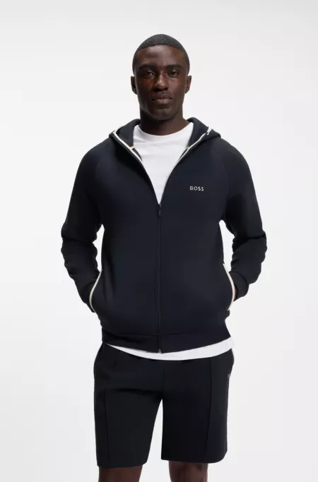 Cotton-blend zip-up hoodie with contrast binding