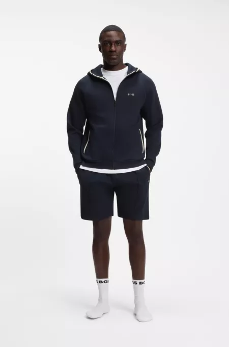 Cotton-blend zip-up hoodie with contrast binding