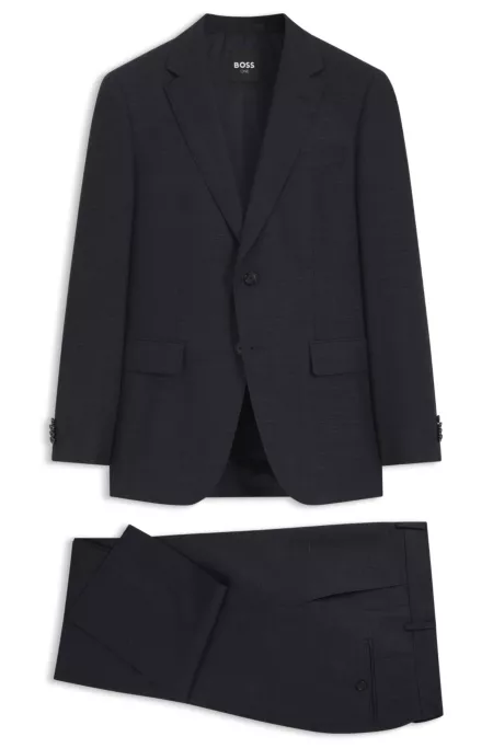 Two-piece wool-blend slim-fit suit with silk