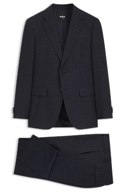 Two-piece wool-blend slim-fit suit with silk