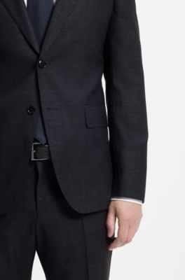 Two-piece wool-blend slim-fit suit with silk, Dark Blue