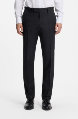 Two-piece wool-blend slim-fit suit with silk, Dark Blue