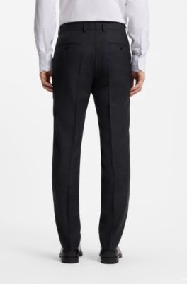 Two-piece wool-blend slim-fit suit with silk, Dark Blue