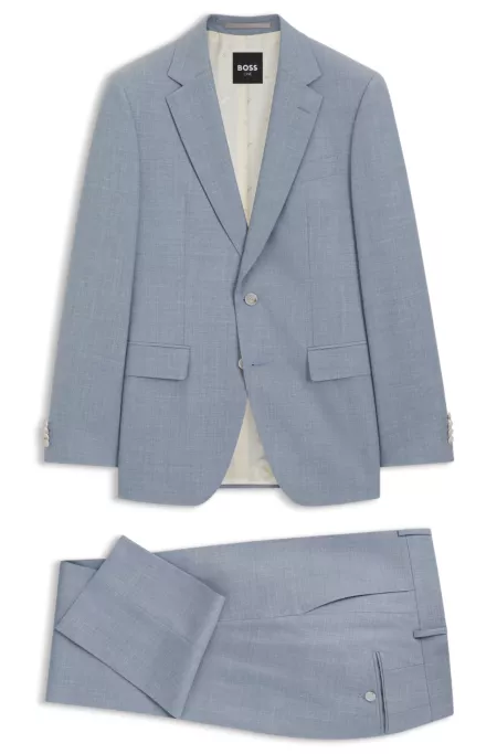 Two-piece wool-blend slim-fit suit with silk
