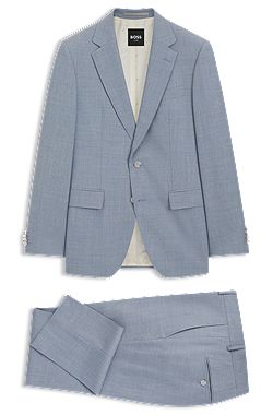 Two-piece wool-blend slim-fit suit with silk