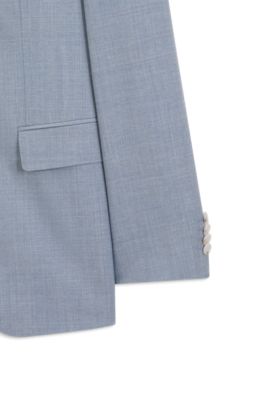 Two-piece wool-blend slim-fit suit with silk, Light Blue