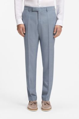 Two-piece wool-blend slim-fit suit with silk, Light Blue