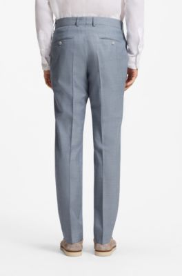 Two-piece wool-blend slim-fit suit with silk, Light Blue