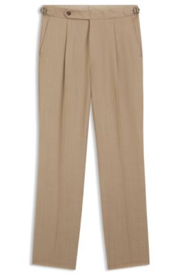 Tapered-fit pants in virgin-wool serge, Beige