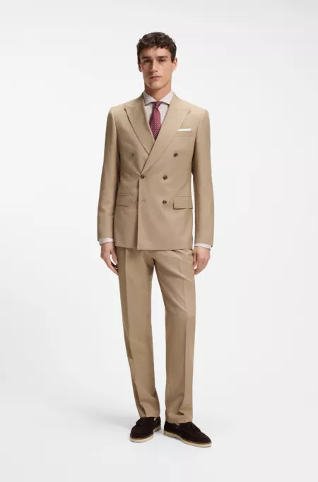 Tapered-fit pants in virgin-wool serge