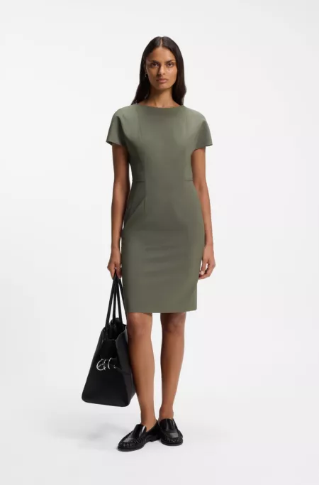 Slim-fit dress in Italian stretch wool