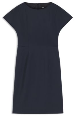 Vestido slim fit en lana el&aacute;stica italiana, Azul oscuro