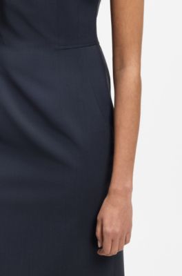 Vestido slim fit en lana el&aacute;stica italiana, Azul oscuro