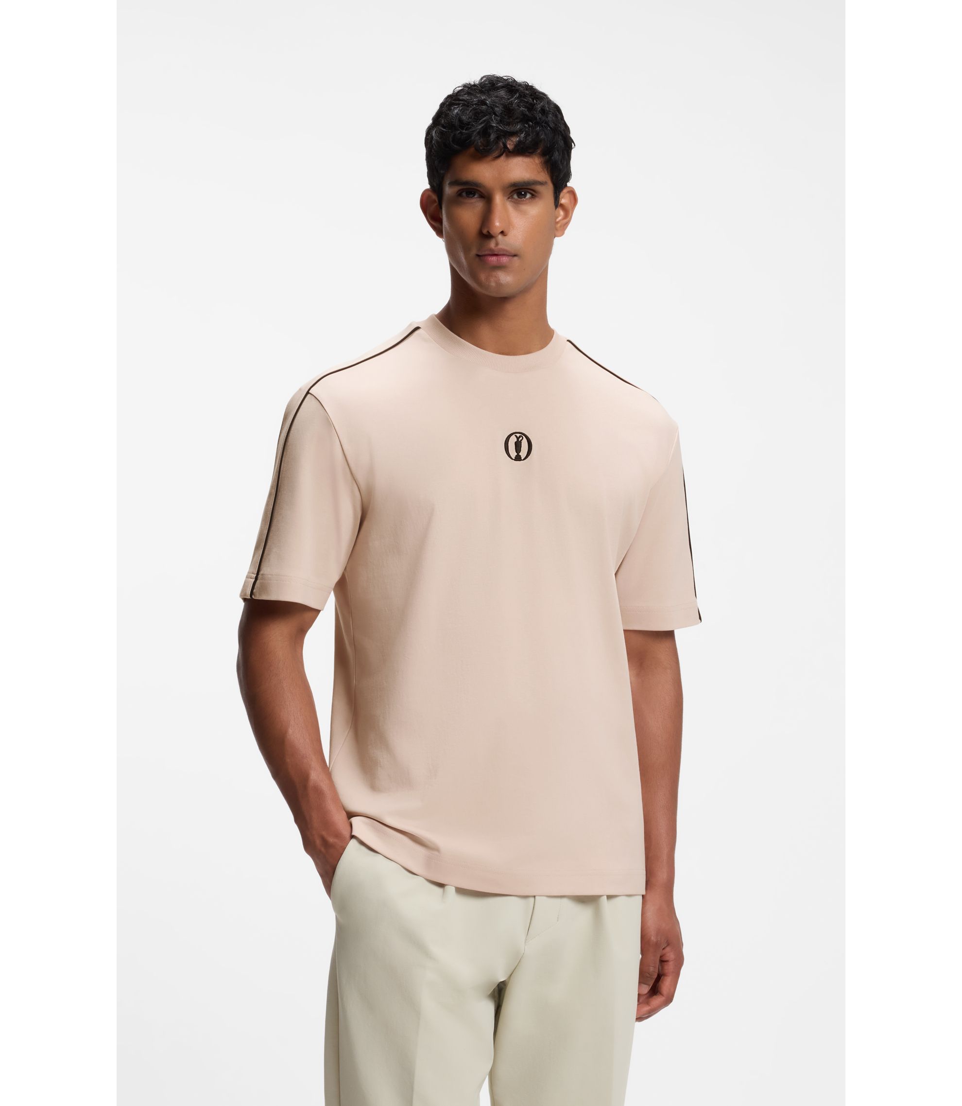 BOSS - The Open cotton T-shirt with golf graphic - Light Orange