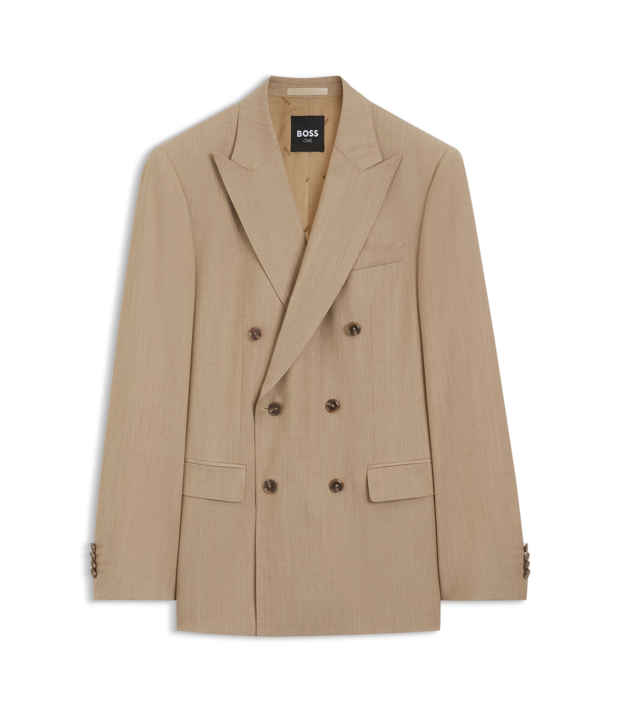 BOSS - BOSS ONE slim-fit suit jacket in virgin wool - Beige