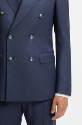 BOSS ONE Americana slim fit en lana virgen, Celeste