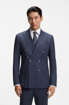 BOSS ONE Americana slim fit en lana virgen, Celeste