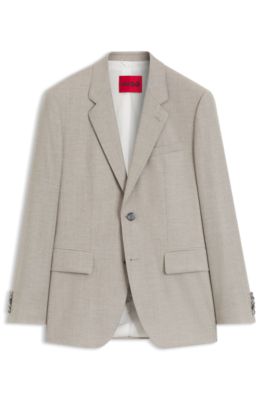 Modern-fit suit jacket in stretch twill, Beige