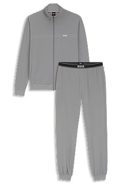 Stretch-cotton loungewear set with logo print
