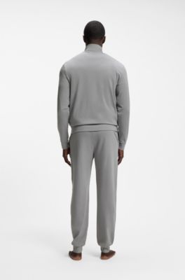 Stretch-cotton loungewear set with logo print, Light Grey