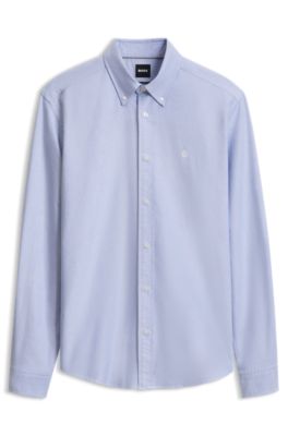 Camisa de algod&oacute;n Oxford, Celeste