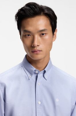 Camisa de algod&oacute;n Oxford, Celeste