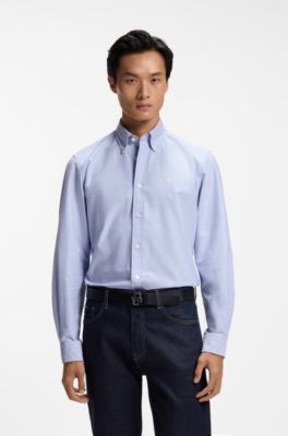 Camisa de algod&oacute;n Oxford, Celeste