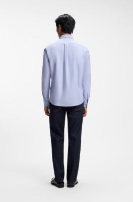 Camisa de algod&oacute;n Oxford, Celeste