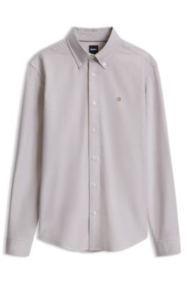 Camisa de algod&oacute;n Oxford, Desbordamiento de color beige