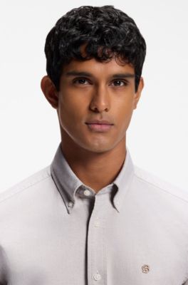 Camisa de algod&oacute;n Oxford, Desbordamiento de color beige