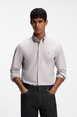 Camisa de algod&oacute;n Oxford, Desbordamiento de color beige