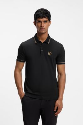 Polo deportivo The Open Paddy en piqu&eacute; t&eacute;cnico, Negro