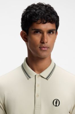 The Open Active Paddy polo shirt in performance pique, Light Beige