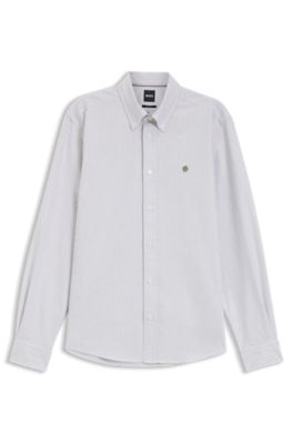 Regular-fit cotton shirt with Double B logo, Light Green