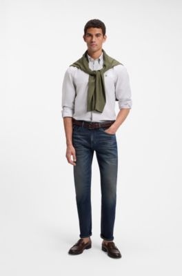 Regular-fit cotton shirt with Double B logo, Light Green