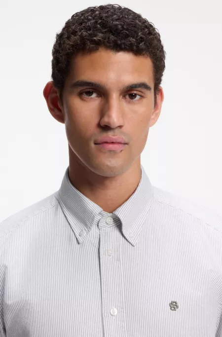 Regular-fit button-down shirt in striped Oxford cotton