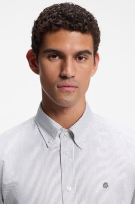 Regular-fit cotton shirt with Double B logo, Light Green