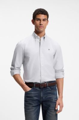 Regular-fit cotton shirt with Double B logo, Light Green